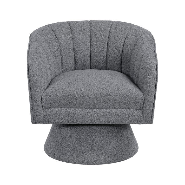 English Elm Swivel Accent Chair Boucle Upholstered Channel Stitched Back for Living Room or Bedroom B011P581673