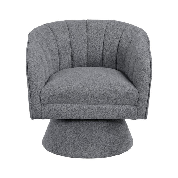English Elm Swivel Accent Chair Boucle Upholstered Channel Stitched Back for Living Room or Bedroom B011P581673