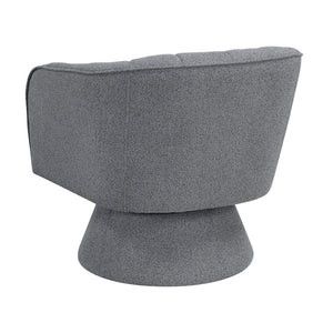 English Elm Swivel Accent Chair Boucle Upholstered Channel Stitched Back for Living Room or Bedroom B011P581673