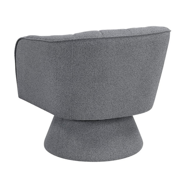 English Elm Swivel Accent Chair Boucle Upholstered Channel Stitched Back for Living Room or Bedroom B011P581673