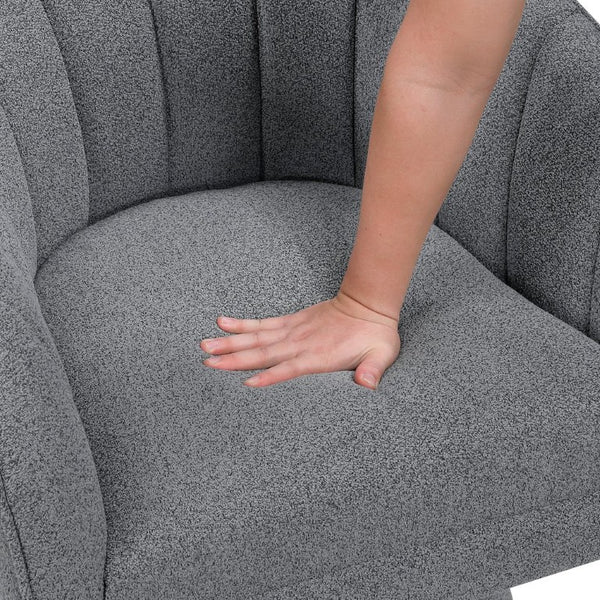 English Elm Swivel Accent Chair Boucle Upholstered Channel Stitched Back for Living Room or Bedroom B011P581673