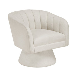 English Elm Swivel Boucle Accent Chair with Channel Stitched Back and 360 Degree Metal Base B011P581675