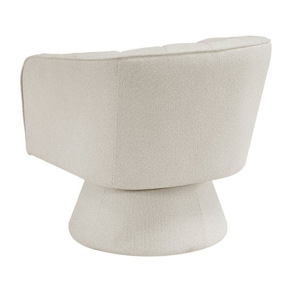 English Elm Swivel Boucle Accent Chair with Channel Stitched Back and 360 Degree Metal Base B011P581675