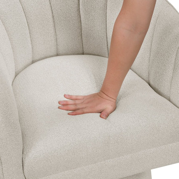 English Elm Swivel Boucle Accent Chair with Channel Stitched Back and 360 Degree Metal Base B011P581675