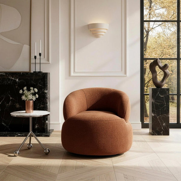 English Elm Swivel Barrel Accent Chair Plush Chenille Upholstery for Living Room or Bedroom B011P581677