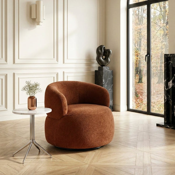 English Elm Swivel Barrel Accent Chair Plush Chenille Upholstery for Living Room or Bedroom B011P581677