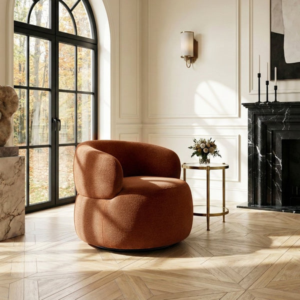 English Elm Swivel Barrel Accent Chair Plush Chenille Upholstery for Living Room or Bedroom B011P581677