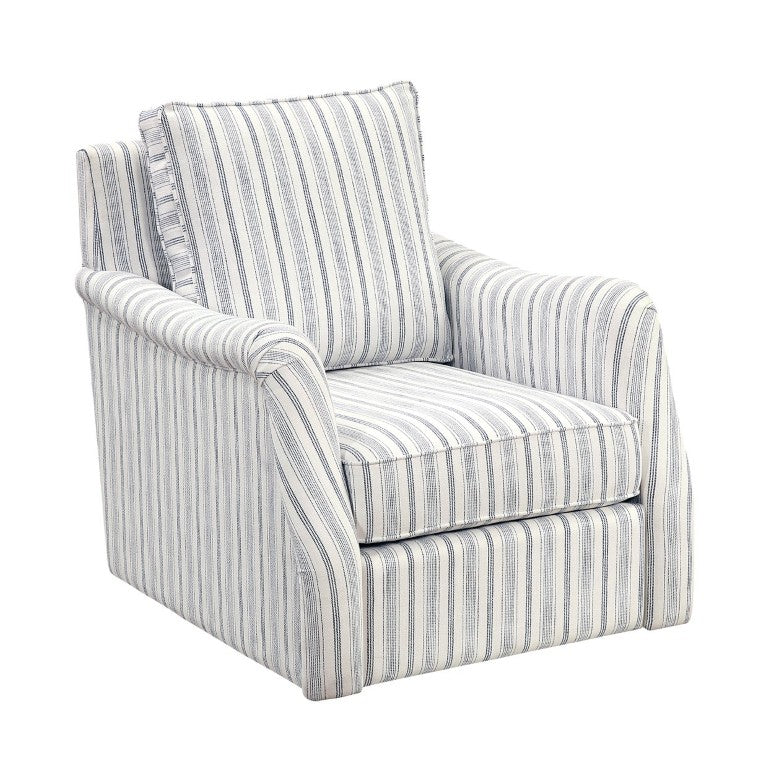 English Elm Swivel Accent Chair Striped Polyester Upholstery with 360 Degree Base for Living Rooms B011P581683