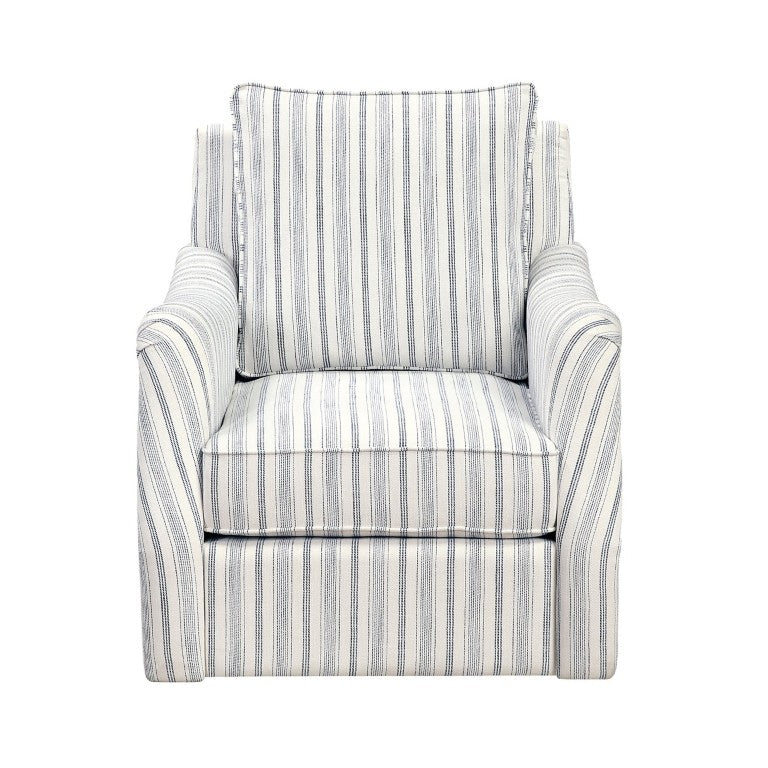 English Elm Swivel Accent Chair Striped Polyester Upholstery with 360 Degree Base for Living Rooms B011P581683