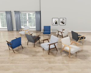 English Elm Accent Chair Mid-Century Rubberwood Frame Textured Polyester Upholstery Living Room Seat B011P581690