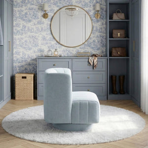 English Elm Swivel Barrel Back Accent Chair Channel Tufted Polyester Upholstery for Living Room B011P581692