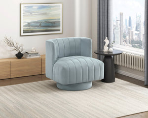English Elm Swivel Barrel Back Accent Chair Channel Tufted Polyester Upholstery for Living Room B011P581692