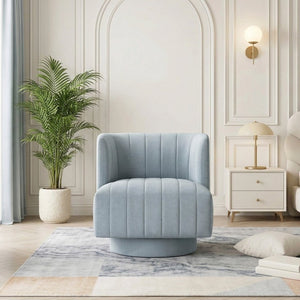 English Elm Swivel Barrel Back Accent Chair Channel Tufted Polyester Upholstery for Living Room B011P581692