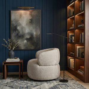 English Elm Swivel Barrel Accent Chair Plush Chenille Upholstery 360 Degree Base for Living Room B011P581693