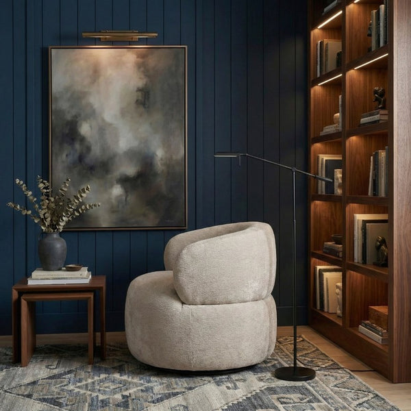 English Elm Swivel Barrel Accent Chair Plush Chenille Upholstery 360 Degree Base for Living Room B011P581693
