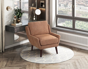 English Elm Accent Chair Chenille Upholstered Mid-Century Pocket Coil Seat Espresso Wood Legs B011P581694