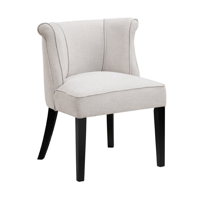 English Elm Accent Chair Curved Back Piping Detail Foam Cushioned Polyester Fabric Espresso Wood Legs B011P581696