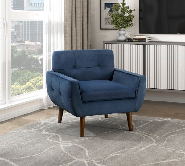 English Elm Accent Chair Tufted Velvet Upholstery Mid-Century Modern Style with Tapered Wood Legs B011P581697