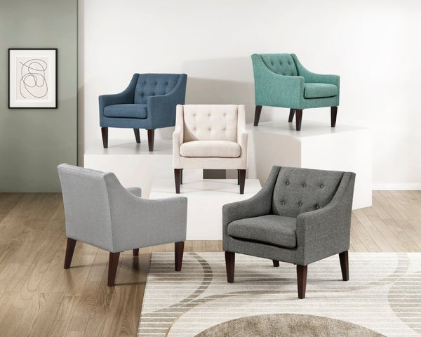 English Elm Accent Chair Mid Century Tufted Back Rubberwood Legs Textured Fabric Bedroom Nook B011P581699