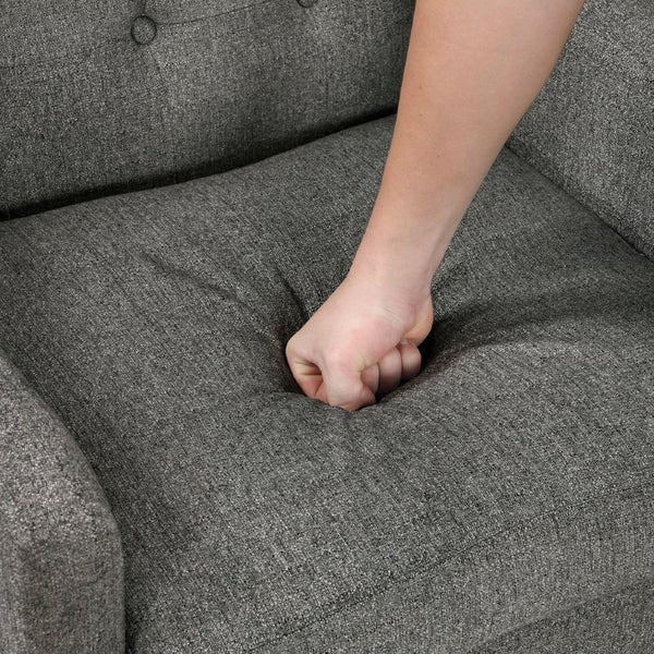 English Elm Accent Chair Mid Century Tufted Back Rubberwood Legs Textured Fabric Bedroom Nook B011P581699