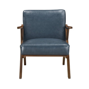 English Elm Accent Chair Mid-Century Modern Rubberwood Frame Faux Leather Seat for Living Room B011P581702