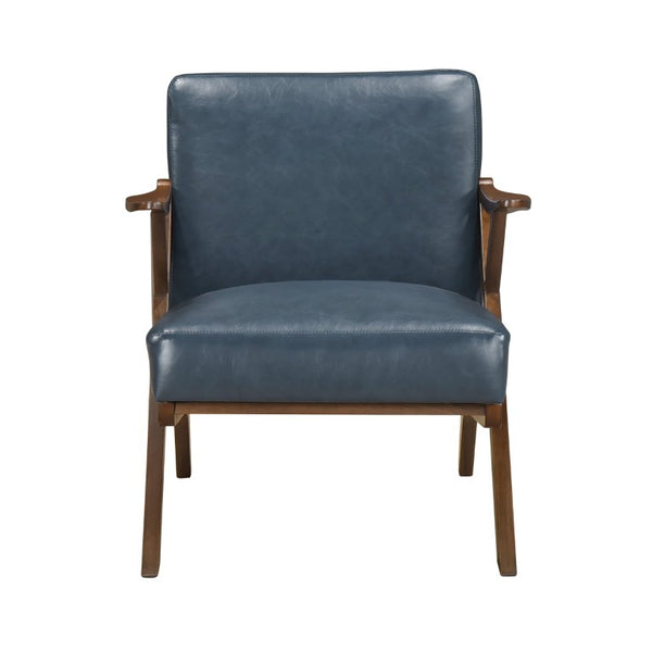 English Elm Accent Chair Mid-Century Modern Rubberwood Frame Faux Leather Seat for Living Room B011P581702