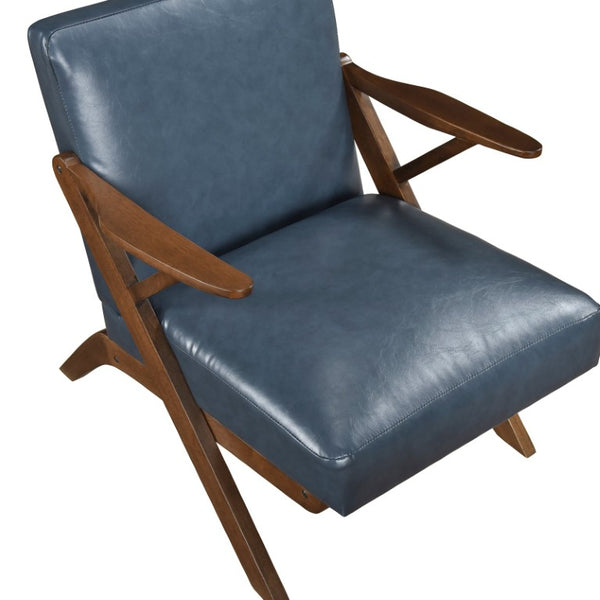 English Elm Accent Chair Mid-Century Modern Rubberwood Frame Faux Leather Seat for Living Room B011P581702