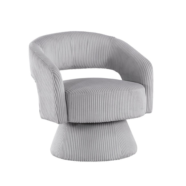 English Elm Swivel Accent Chair Corduroy Upholstered Round Seat with 360 Degree Base for Any Room B011P581703