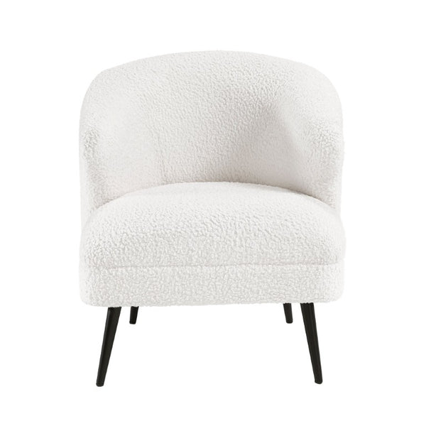 English Elm Accent Chair Curved Barrel Boucle Upholstery on Powder Coated Metal Legs Living Room B011P581705