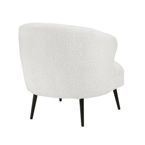 English Elm Accent Chair Curved Barrel Boucle Upholstery on Powder Coated Metal Legs Living Room B011P581705