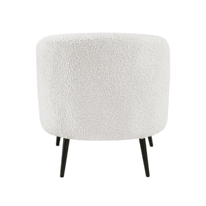English Elm Accent Chair Curved Barrel Boucle Upholstery on Powder Coated Metal Legs Living Room B011P581705