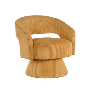 English Elm Swivel Accent Chair Plush Corduroy Upholstered Round Form with 360 Degree Metal Base B011P581706