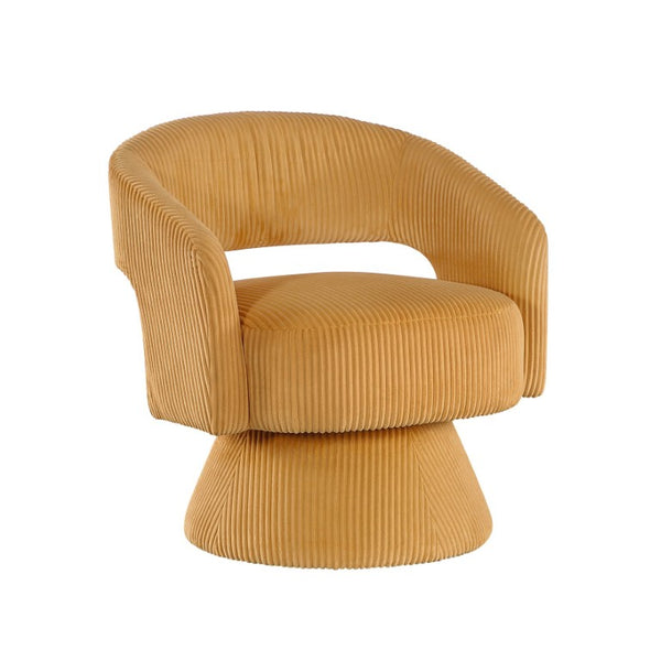 English Elm Swivel Accent Chair Plush Corduroy Upholstered Round Form with 360 Degree Metal Base B011P581706
