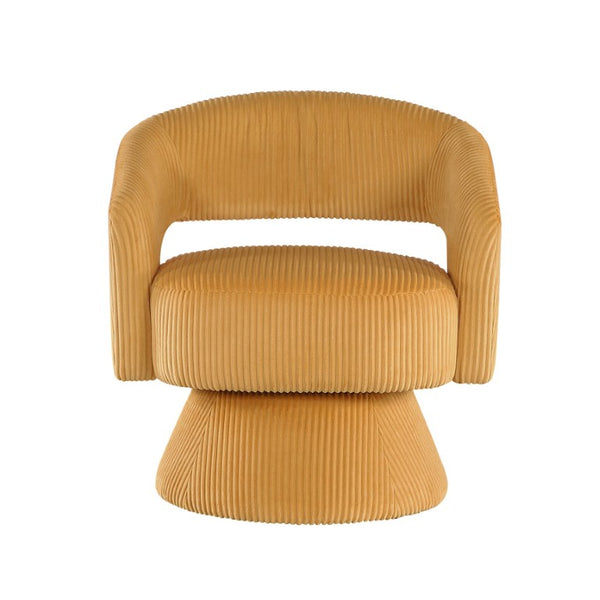 English Elm Swivel Accent Chair Plush Corduroy Upholstered Round Form with 360 Degree Metal Base B011P581706