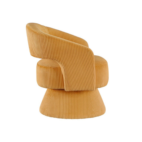 English Elm Swivel Accent Chair Plush Corduroy Upholstered Round Form with 360 Degree Metal Base B011P581706