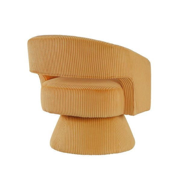 English Elm Swivel Accent Chair Plush Corduroy Upholstered Round Form with 360 Degree Metal Base B011P581706