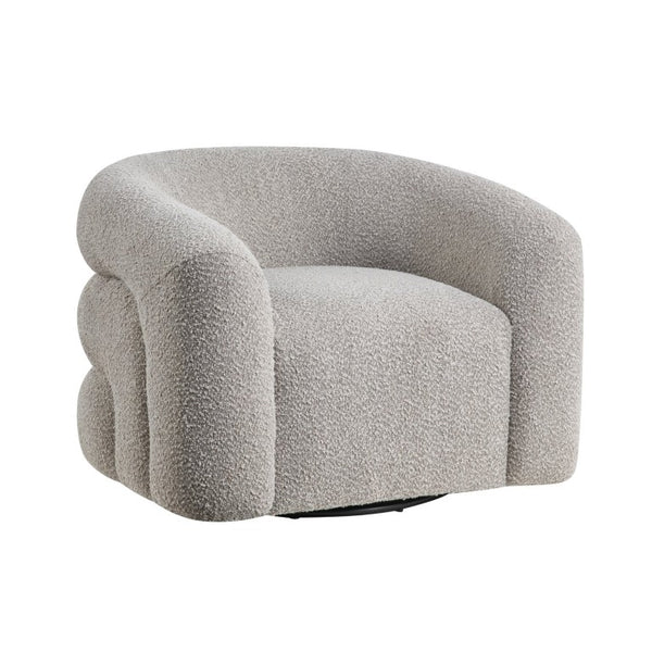 English Elm Swivel Accent Chair Boucle Upholstered with Pocket Coil Cushioning for Living Rooms B011P581708