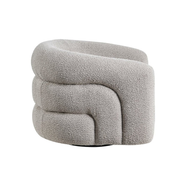 English Elm Swivel Accent Chair Boucle Upholstered with Pocket Coil Cushioning for Living Rooms B011P581708