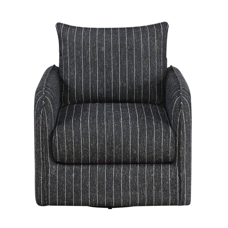 English Elm Swivel Accent Chair Striped Polyester Fabric Reversible Cushions Living Room Seating B011P581709