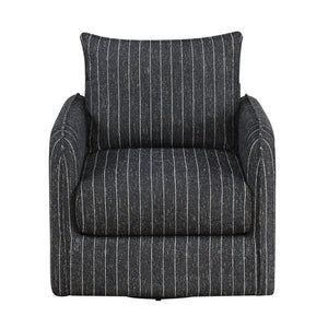English Elm Swivel Accent Chair Striped Polyester Fabric Reversible Cushions Living Room Seating B011P581709