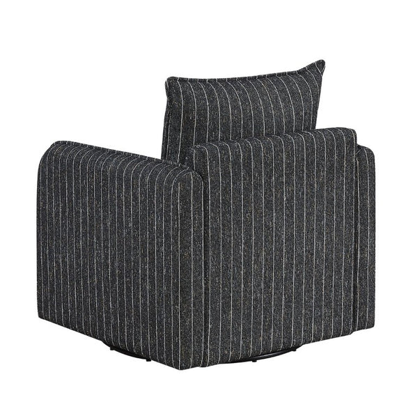 English Elm Swivel Accent Chair Striped Polyester Fabric Reversible Cushions Living Room Seating B011P581709
