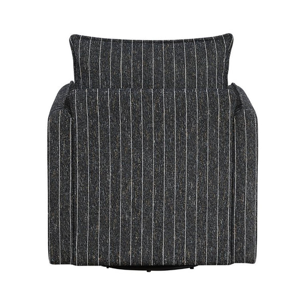 English Elm Swivel Accent Chair Striped Polyester Fabric Reversible Cushions Living Room Seating B011P581709