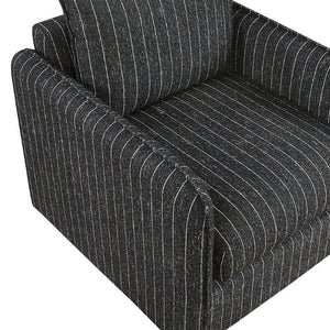 English Elm Swivel Accent Chair Striped Polyester Fabric Reversible Cushions Living Room Seating B011P581709