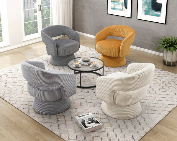 English Elm Swivel Accent Chair Plush Corduroy Upholstered Seat for Bedroom or Reading Nook B011P581710