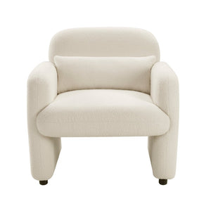 English Elm Swivel Barrel Chair Tufted Upholstered Accent Seat for Living Room Reading Nook Beige Boucle B011P581715