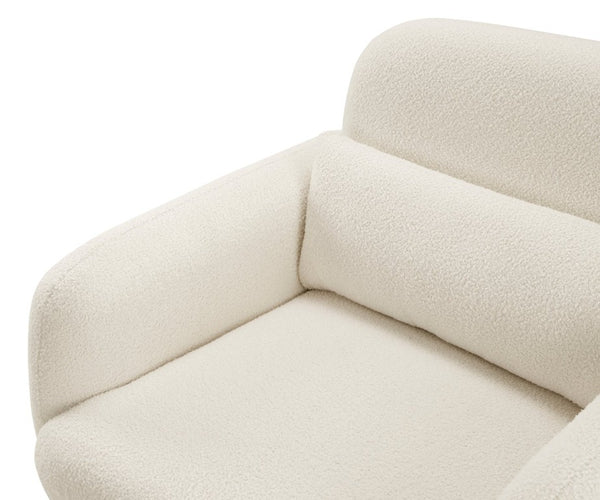 English Elm Swivel Barrel Chair Tufted Upholstered Accent Seat for Living Room Reading Nook Beige Boucle B011P581715