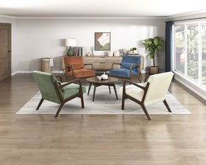 English Elm Accent Chair Mid-Century Modern Corduroy Upholstered Seat with Rubberwood Frame B011P581717