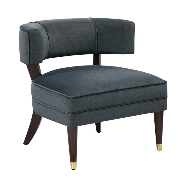 English Elm Accent Chair Barrel Back Velvet Upholstered with Espresso Wood Legs for Living Room B011P581720