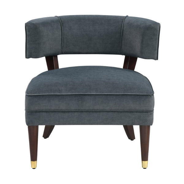 English Elm Accent Chair Barrel Back Velvet Upholstered with Espresso Wood Legs for Living Room B011P581720