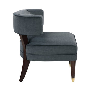 English Elm Accent Chair Barrel Back Velvet Upholstered with Espresso Wood Legs for Living Room B011P581720